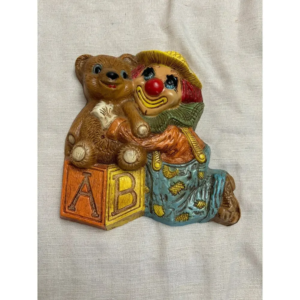 1985 Frankie's Designs Clown & Teddy Bear Wall Decoration